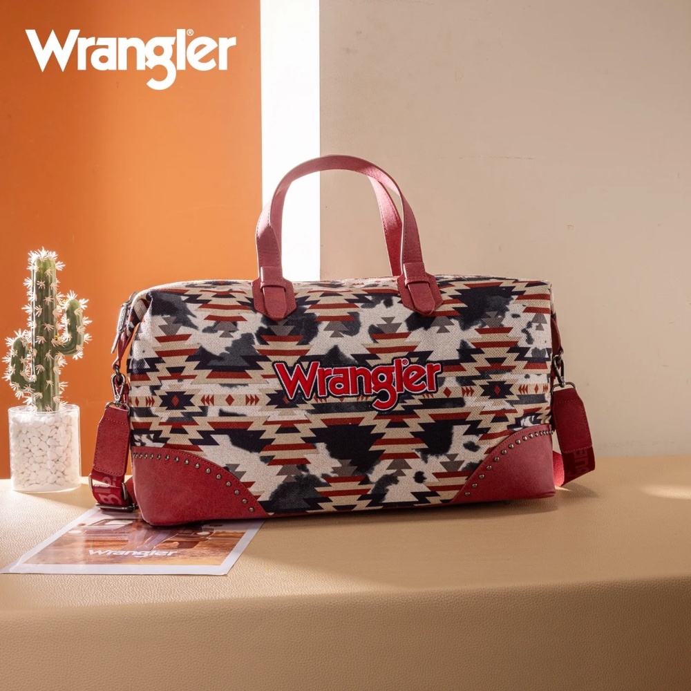 Wrangler Aztec Print Duffle/Crossbody Red